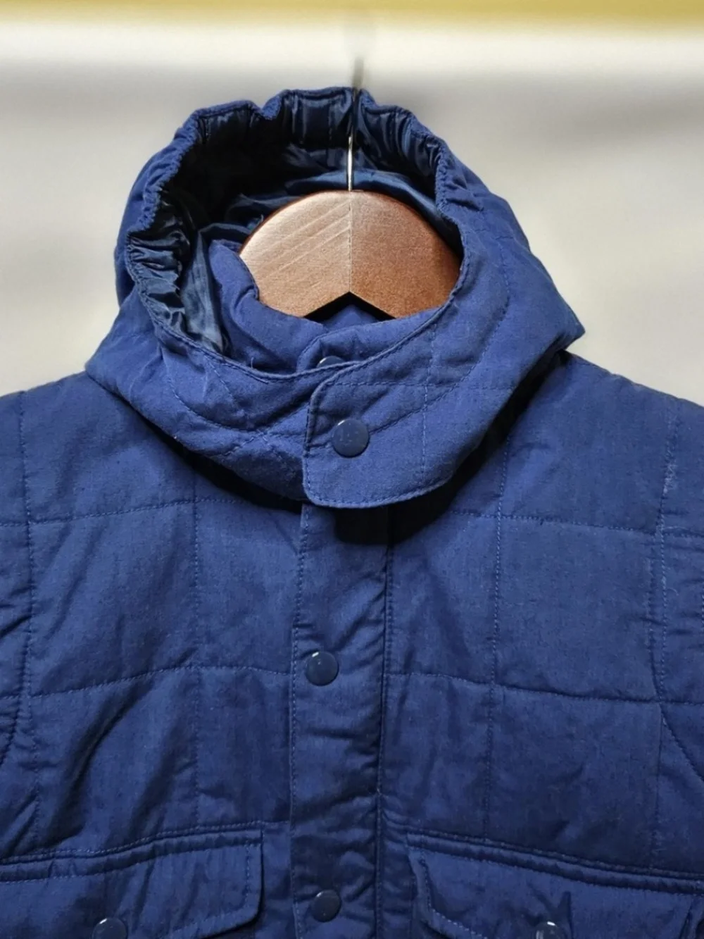 VTG Kids N Fun Navy Blue Snap Front Removable Hoodie Quilted Jacket Dog Sled 12M